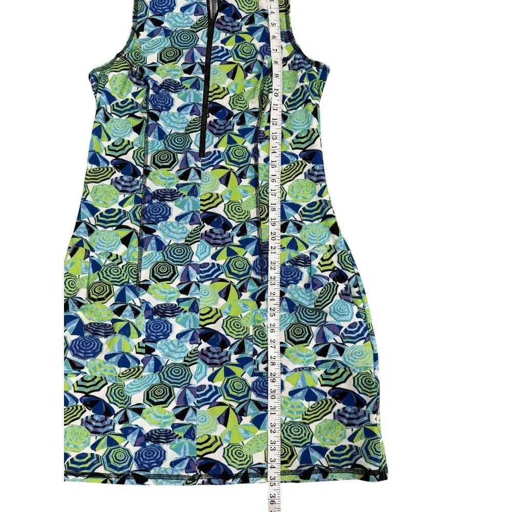 Kevan Hall Sport  Womens Size L Dress Sleeveless 1/2 Zip Golf Blue Green Floral - Picture 5 of 8
